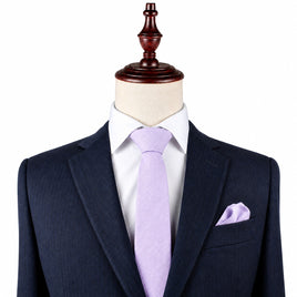 Blush Purple Skinny Necktie and Pocket Square Set