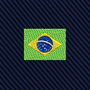 Embroidered patch of the Brazil flag on dark blue diagonal fabric background, featuring green, yellow, blue, and white thread details—perfect for adding a touch of Brazilian pride to the Brazil Flag Skinny Tie.