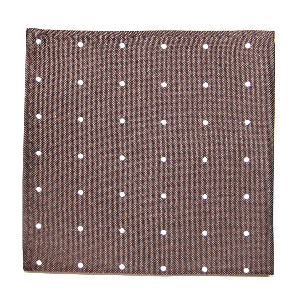 A playful Brown White Polka Dot Business Tie & Pocket Square Set.