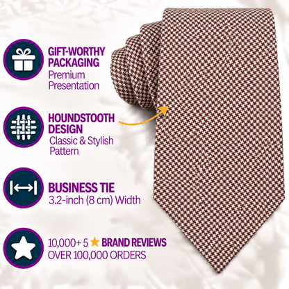 Brown Mini Houndstooth Business Cotton Tie