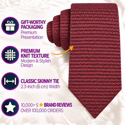 Burgundy Maroon Knit Tie