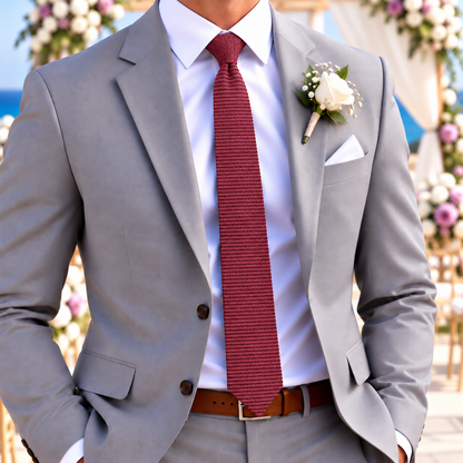 Burgundy Maroon Knit Tie