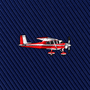 Classic Aircraft Skinny Tie features a red and white small airplane embroidered on a dark blue, diagonally-striped fabric—an ideal aviation accessory and a perfect gift for pilots.