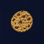 The Cookies Skinny Tie features a round, embroidered chocolate chip cookie motif on dark blue, diagonally ribbed fabric for a sweet, dessert-inspired look.