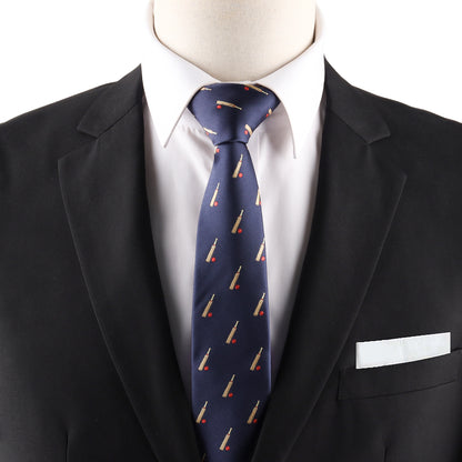cricket lover skinny tie accessory with detailed bat and ball design ideal gift for cricket enthusiasts