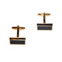 Introducing the Black & Gold Cufflinks: these gold accessories exude a midnight charm with their striking black rectangular inlays, beautifully showcased against a white background.