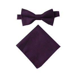 Dark Purple Cotton Bow Tie & Pocket Square Set