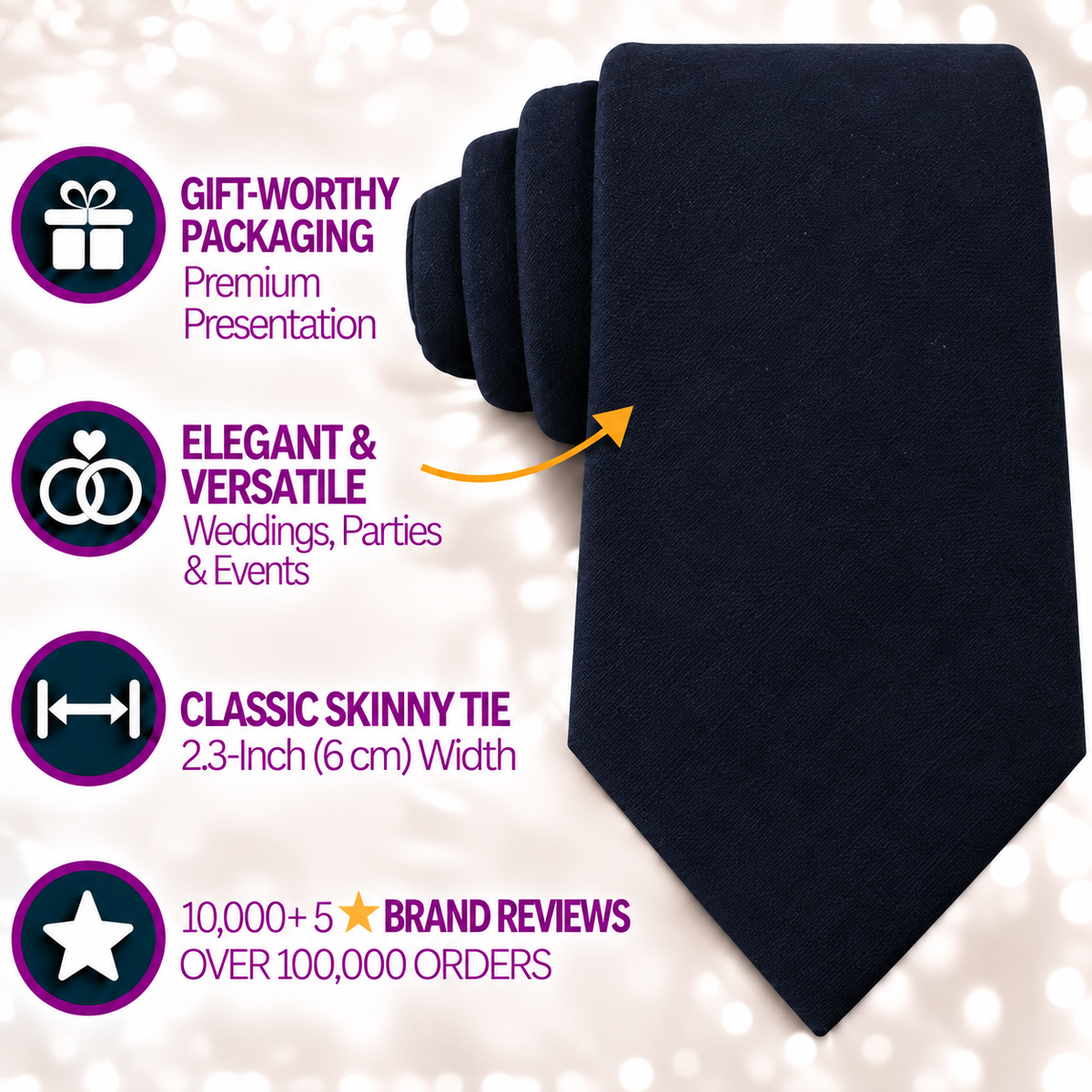 Dark Forest Navy Cotton Skinny Tie & Pocket Square Set