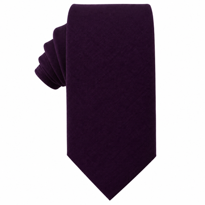 Dark Purple Cotton Skinny Tie & Pocket Square Set