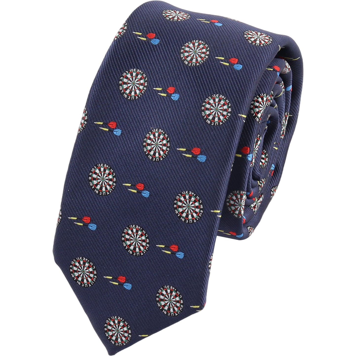 dart player inspired skinny tie featuring dartboard motif perfect for darts enthusiasts and stylish occasions