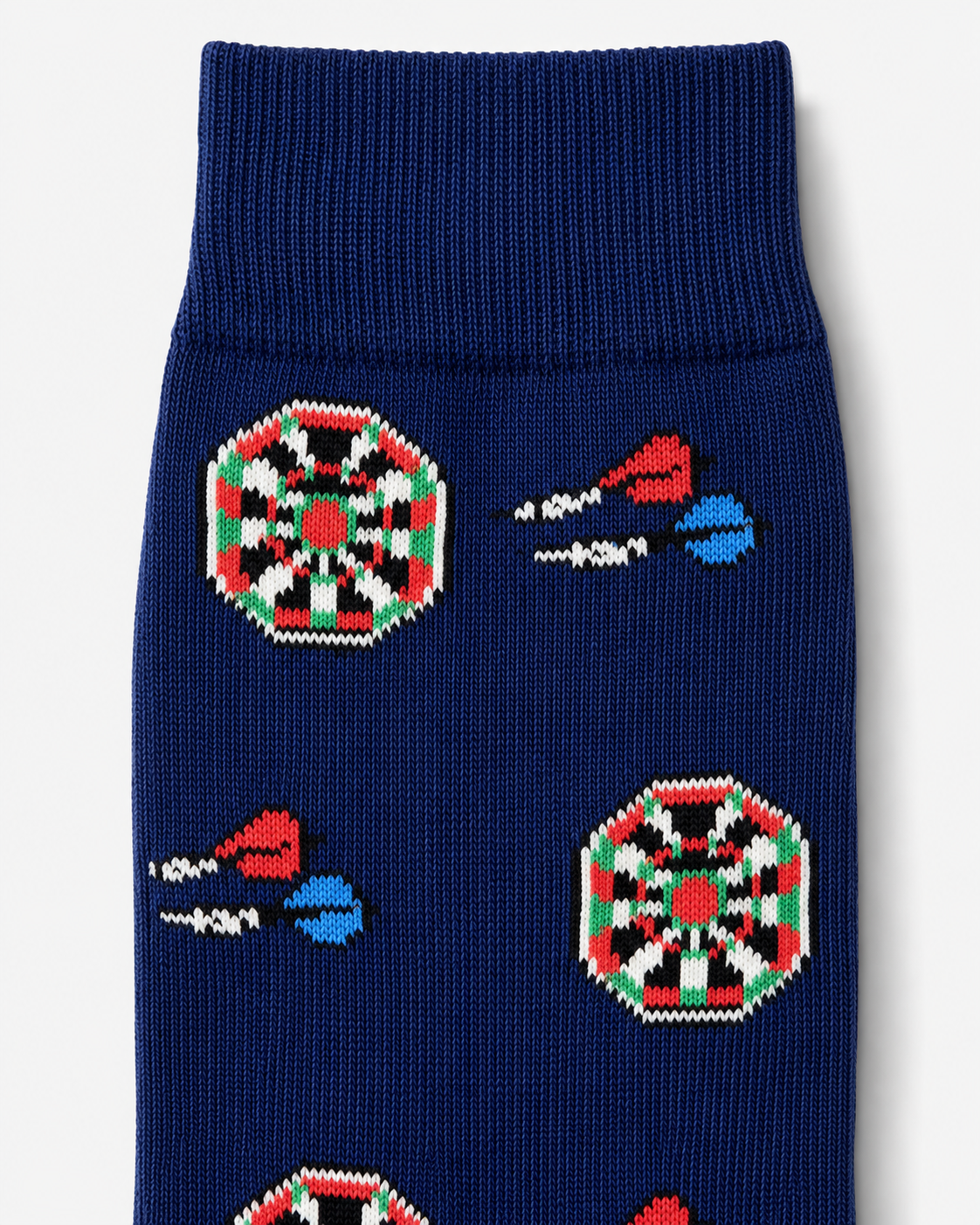 Darts Socks featuring playful dartboard and darts patterns in red, green, black, and white—perfect as unique novelty socks or a fun gift for darts enthusiasts.