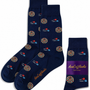 Darts Socks in navy blue with dartboard and dart designs, featuring the "AussieCufflinks Australia" label—fun novelty gift socks ideal for darts fans.