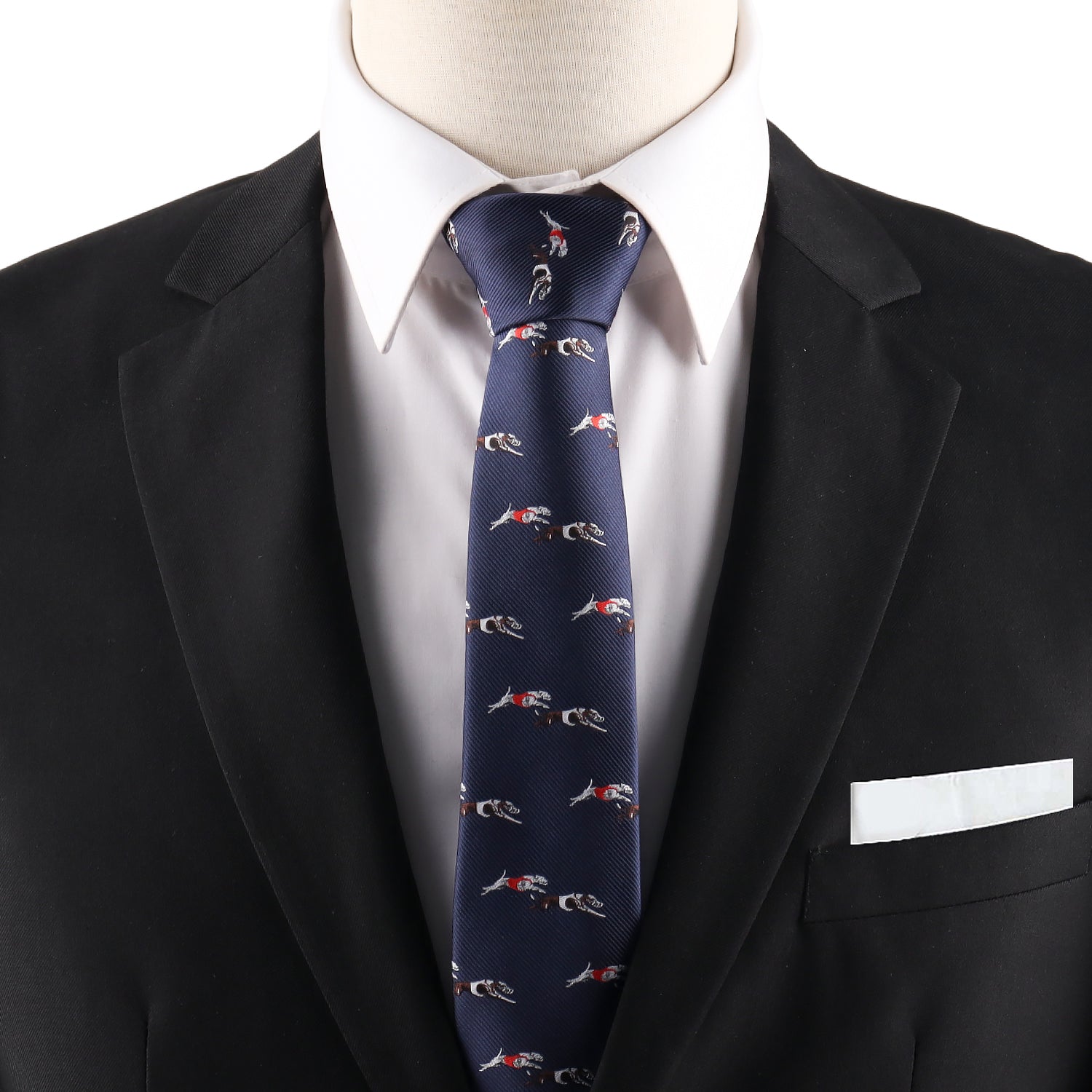 dog racing inspired skinny necktie featuring greyhound motif ideal for racing events and formal occasions