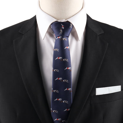 dog racing inspired skinny necktie featuring greyhound motif ideal for racing events and formal occasions