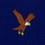 Add a bold touch to your collection with the Eagle Bird Skinny Tie, featuring an embroidered eagle with outstretched wings, a white head, and yellow beak and talons on a diagonal navy blue textured background.