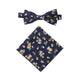 Floral Navy Yellow Cotton Bow Tie & Pocket Square Set