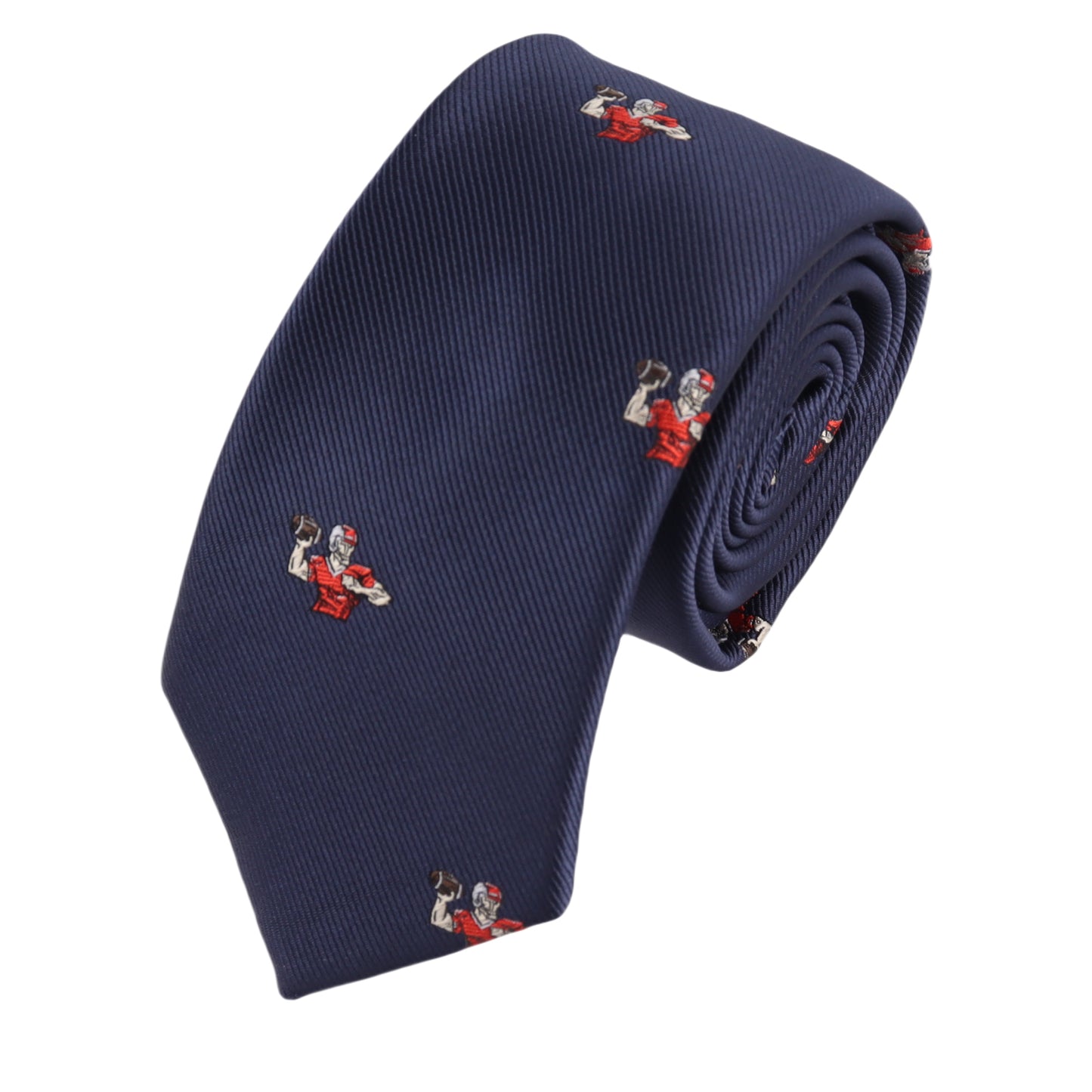 Slim tie featuring football pass pattern – perfect for game day or sports events