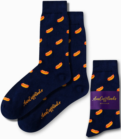 Men’s novelty hotdog socks perfect for gifts and playful fashion