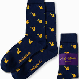 Men’s novelty saxophone socks ideal for gifts and music enthusiasts