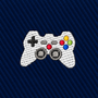Embroidered patch of a white video game controller on a Game Controller Skinny Tie.