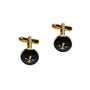 The Gold on Black Cufflinks feature a fleur-de-lis design that exudes opulent contrasts and adds a touch of regal charm to any ensemble.