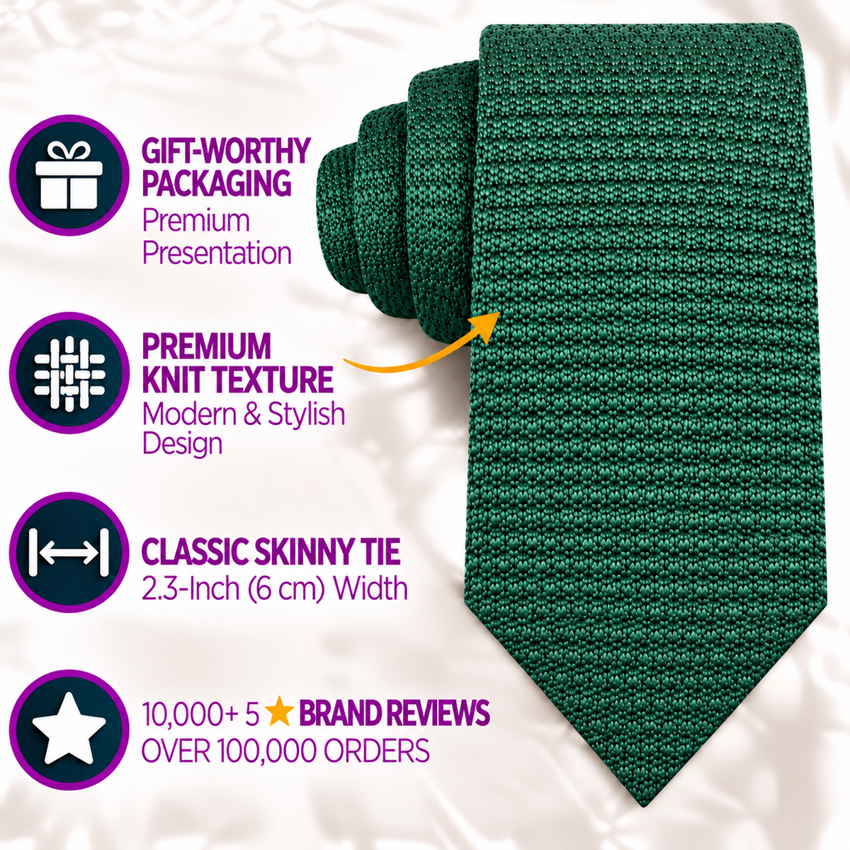 Green Knitted Skinny Tie