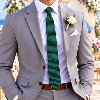 Green Knitted Skinny Tie