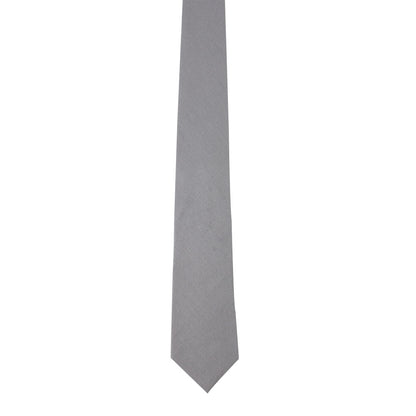Grey Cotton Skinny Tie & Pocket Square Set