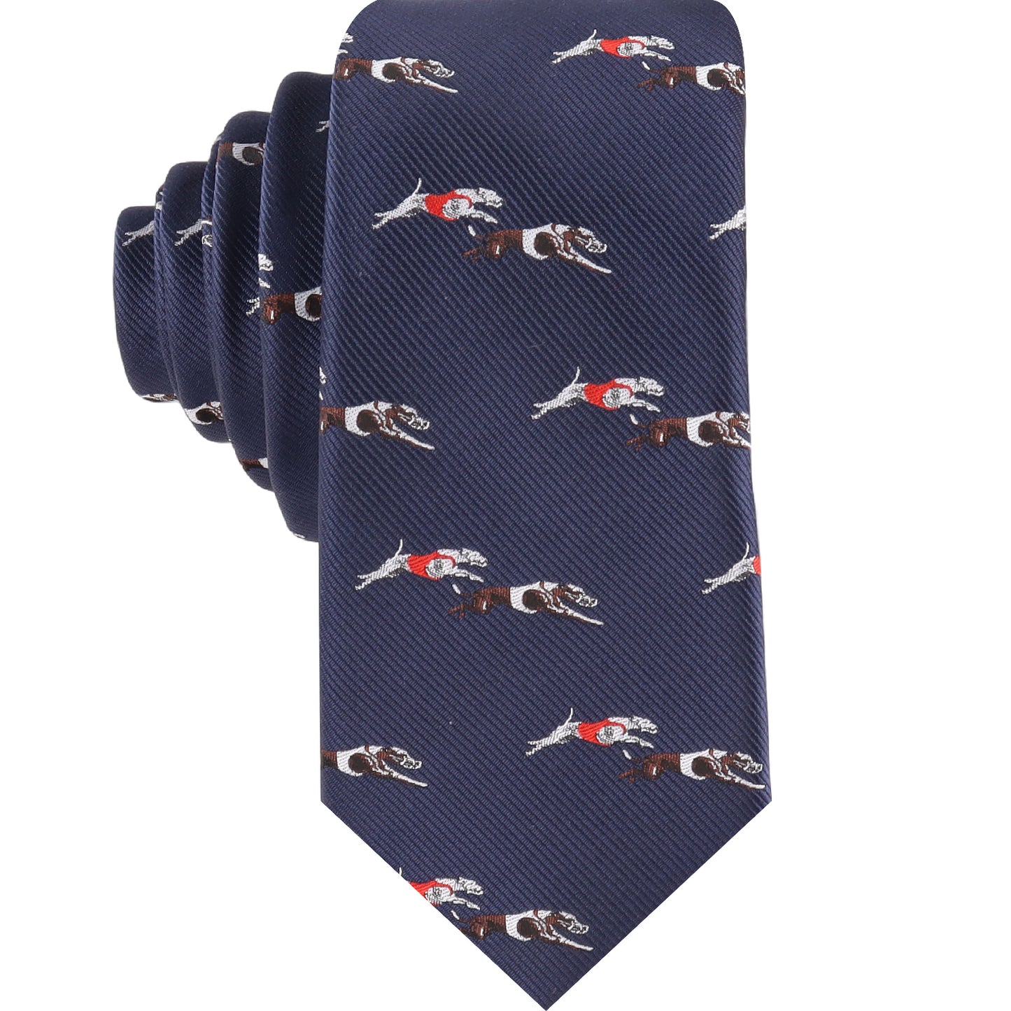 greyhound racing skinny tie for men featuring sleek dog racing inspired design perfect for formal and casual wear