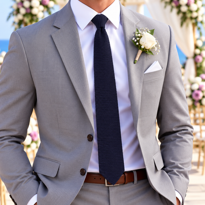 Navy Knitted Skinny Tie