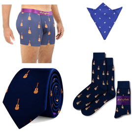 Guitar Bundle - guitar tie, guitar socks, guitar underwear and pocket square