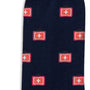 The Ice Hockey Shot Socks (Copy) are navy blue with a repeat pattern of small red first aid kit icons with white crosses, bringing goal-getter energy to your slapshot style.