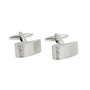 The Horizontal Sweep Cufflinks are a pair of silver cufflinks characterized by their linear elegance, featuring a curved, lined design and a toggle closure.