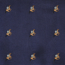 Dark blue textured fabric with embroidered tan polo players on horseback, the Horse Racing Pocket Square by AusCufflinks is the perfect Melbourne Cup or horse racing accessory.
