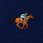Dark blue Horse Racing Skinny Tie featuring an embroidered jockey riding a brown horse.
