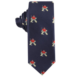 Men’s skinny tie with ice hockey goalie design – sports-themed necktie for hockey fans