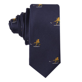 Men’s skinny tie with ice hockey shot design – sports-themed necktie for hockey lovers