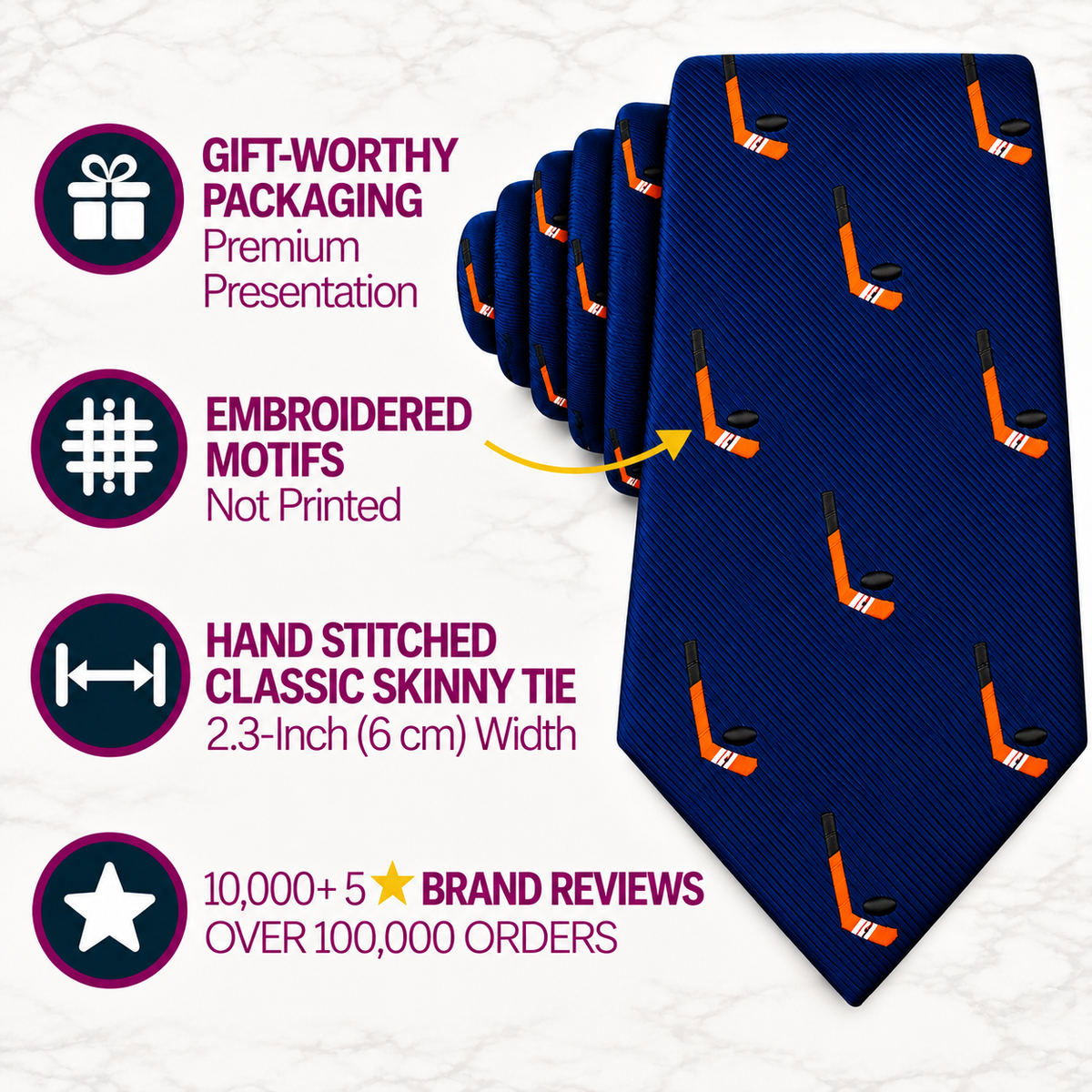 Ice Hockey Skinny Tie