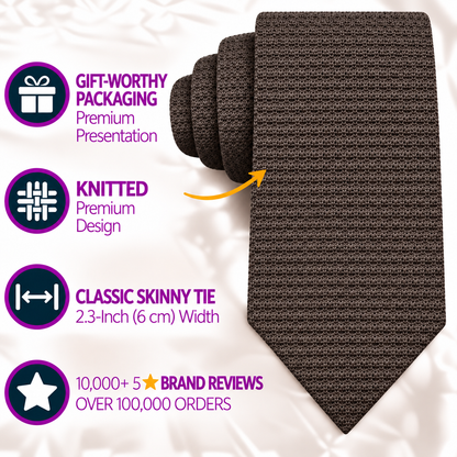 Brown Knitted Skinny Tie