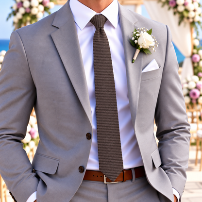 Brown Knitted Skinny Tie