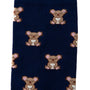 Adorable sock featuring a deep blue background with a pattern of small brown cartoon animals, ideal for fans of whimsical designs and koala-themed accessories. Perfect choice for those who appreciate Koala Socks.