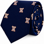 Koala Skinny Tie in navy blue featuring a repeating pattern of small embroidered koalas.