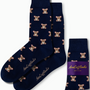 Koala Socks in navy blue featuring a delightful pattern of small koalas, complete with a branding tag that reads "AusCufflinks Australia.