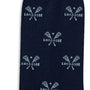 Show off your love for the game with our Ice Hockey Shot Socks (Copy)—navy blue socks featuring crossed lacrosse sticks and "LACROSSE" in white—perfect for fans of lacrosse style and Ice Hockey Socks.
