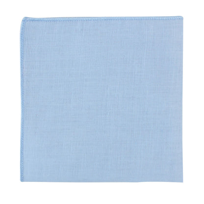 Light Blue Cotton Skinny Tie & Pocket Square Set