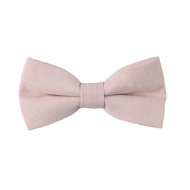 A Cream Pink Cotton Bow Tie & Pocket Square Set on a cream background.