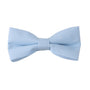 A refreshing Light Blue Cotton Bow Tie & Pocket Square Set with a simple design, symmetrical shape, and slightly textured fabric, perfect for a spring occasion.