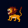 Lion Skinny Tie in dark blue with a diagonal ribbed pattern and an embroidered lion patch.
