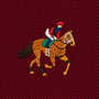 Embroidered image of a jockey riding a brown thoroughbred horse on maroon, diagonally textured fabric—perfect for any Maroon Thoroughbred Racing Horse Skinny Tie enthusiast.