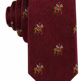 maroon thoroughbred racing horse skinny tie for men featuring elegant equestrian inspired design perfect for horse racing fans and formal events